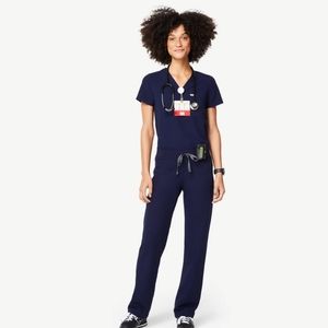 Figs Livingston Basic Scrub Pant. Navy. Tall Med